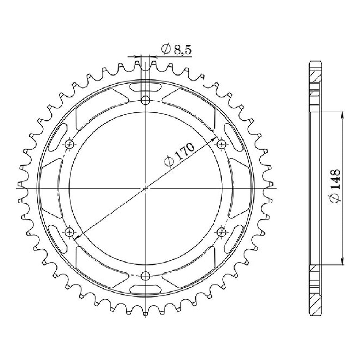 Corona in acciaio 47 denti passo 525 SUZUKI DR Big 800 CC 94/96