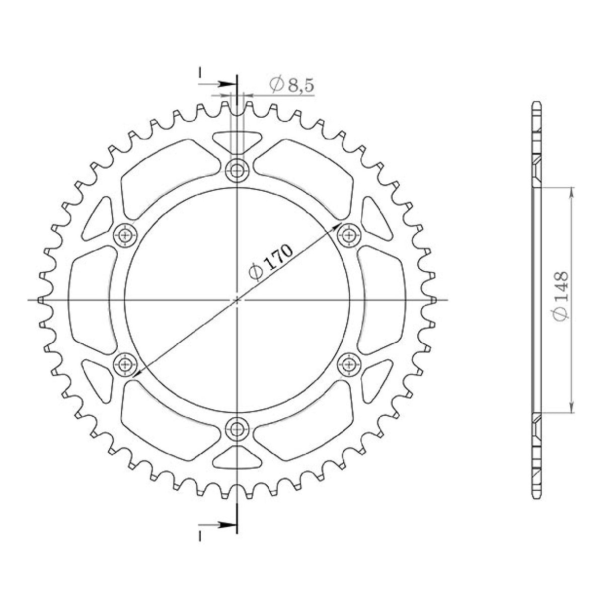 Corona in acciaio 42 denti passo 520 CAGIVA T4E 350 CC 86/91