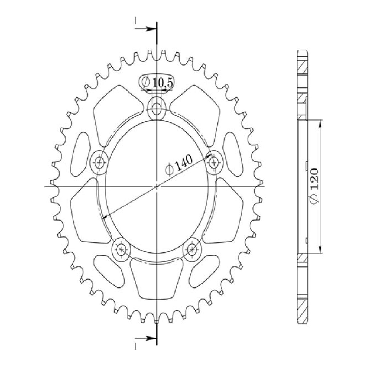 Aluminiumkrone, 42 Zähne, Teilung 525, SUZUKI GSR 750 cm³, 11/16
