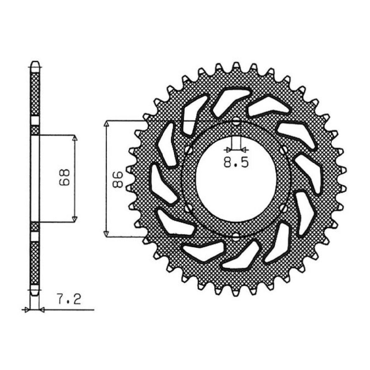 Corona in acciaio 36 denti passo 428 KAWASAKI AR 125 CC 94