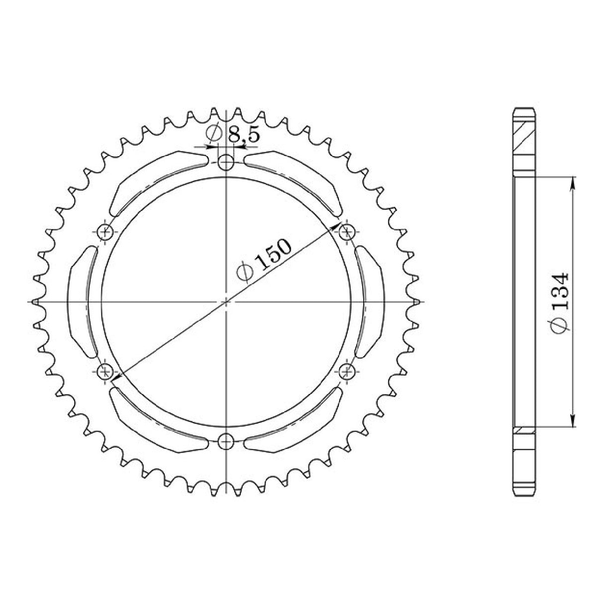 Corona in acciaio 48 denti passo 428 KAWASAKI KMX 125 CC 86/03