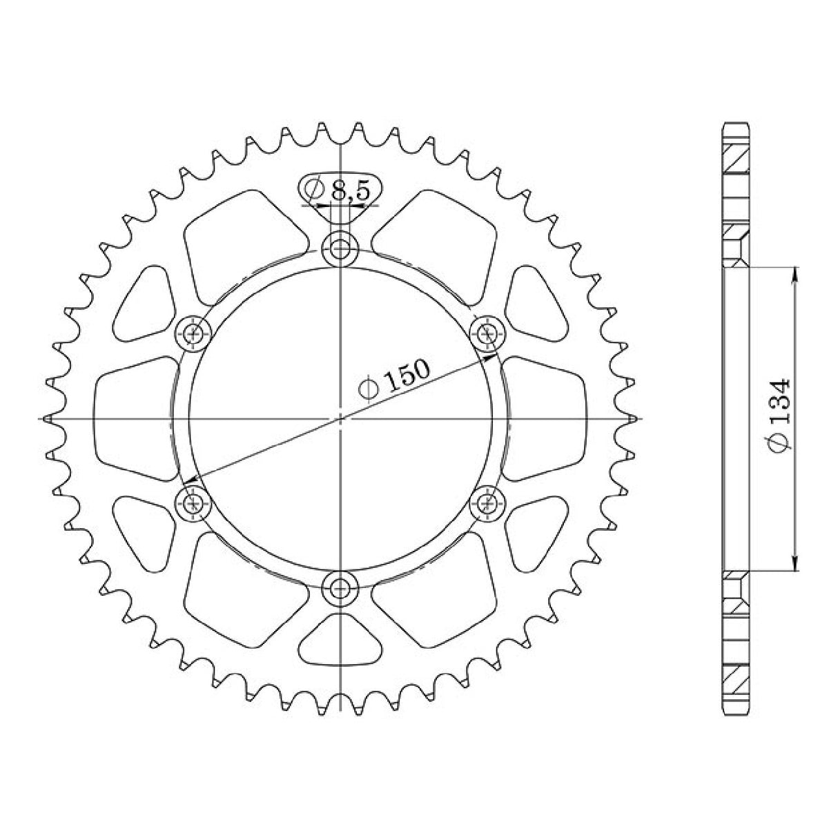 Corona in acciaio 48 denti passo 520 KAWASAKI KX 125 CC 90/91