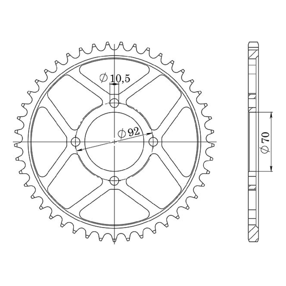 Corona in acciaio 43 denti passo 530 KAWASAKI Z (KZ440H1/H2) 440 CC 82/83