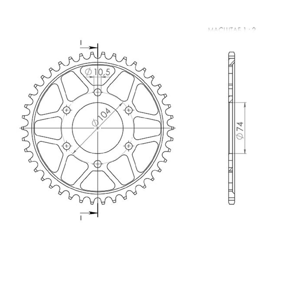 Corona in acciaio 42 denti 530 KAWASAKI H1 Mach3 (A/D/E/F) 500 CC 72/75