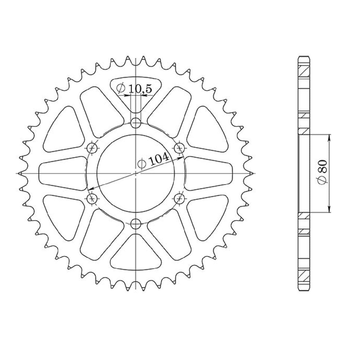 Corona in acciaio 38 denti passo 520 KAWASAKI GPZ (50CV) 400 CC 84/87