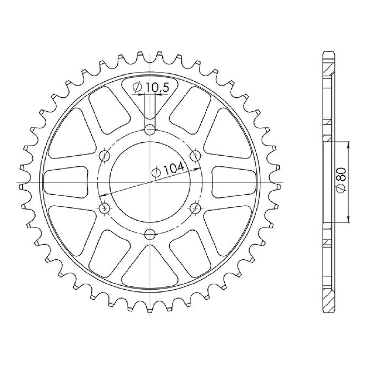 Corona in acciaio 32 denti 630 KAWASAKI LTD (KZ750H1/H2/H3/H4) 750 CC 80/83