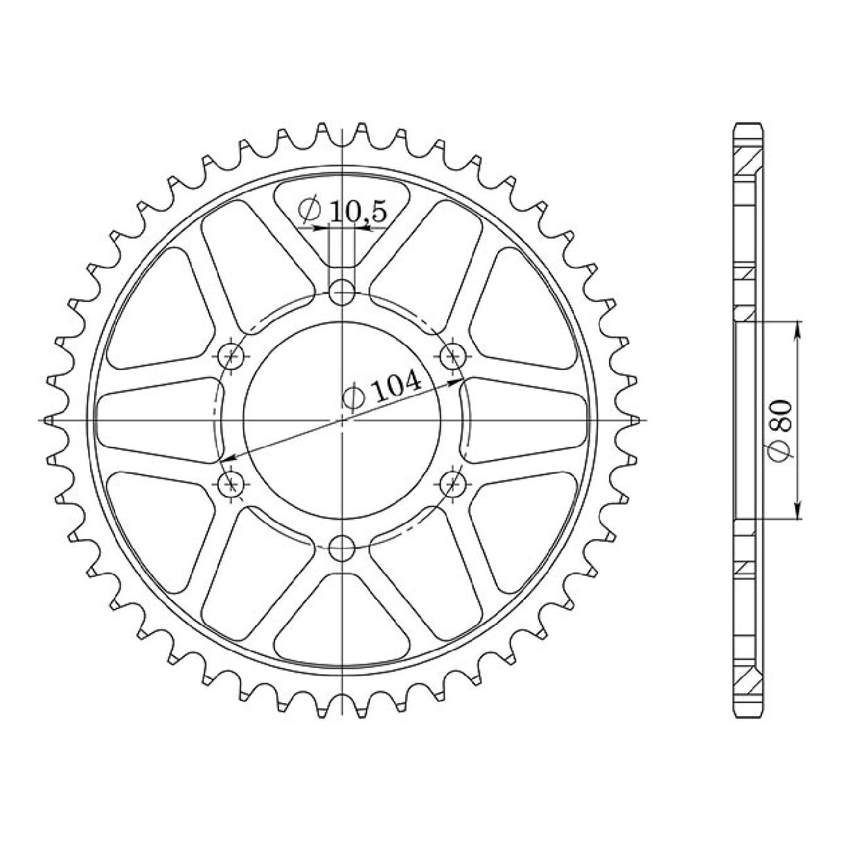 Corona in acciaio 38 denti 530 KAWASAKI GPZ (KZ550GPD1/H1/H2) 550 CC 81