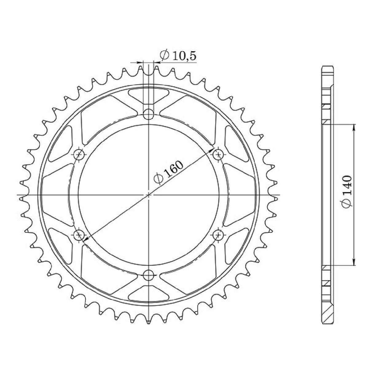 Corona in acciaio 45 denti 530 KAWASAKI ZX10 Tomcat Ninja 1000 88/90