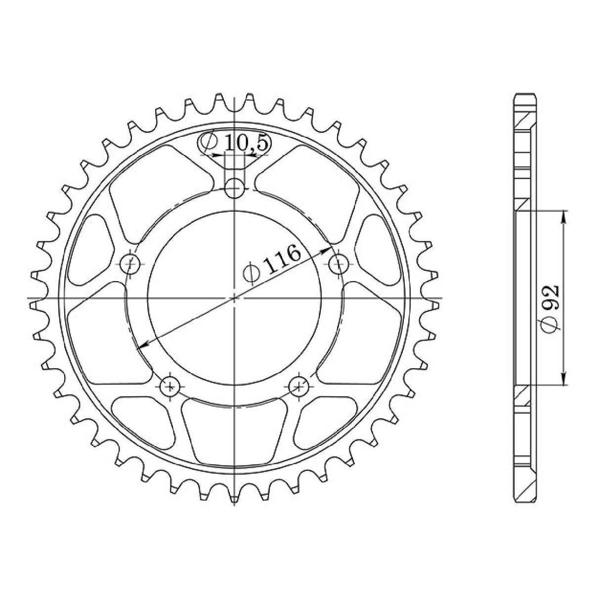 Corona in acciaio 41 denti 530 KAWASAKI ZZR/ZZR ABS (A6F>FDFA) 1400 CC 06/11