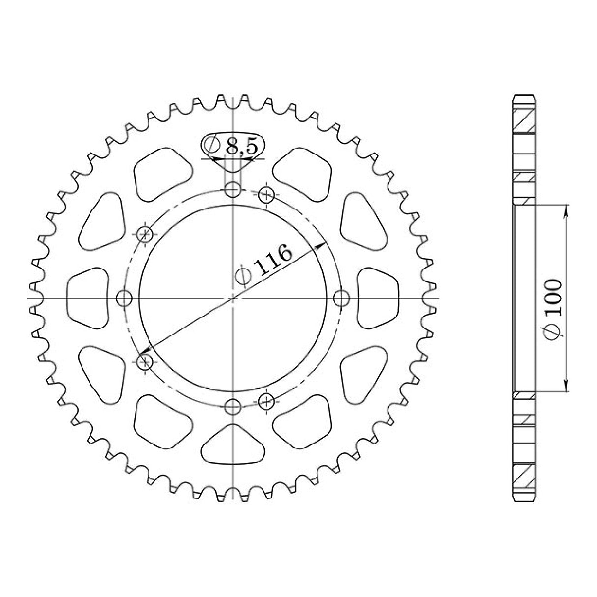 Corona in alluminio 50 denti passo 420 KAWASAKI KX RB 85 CC 01/20