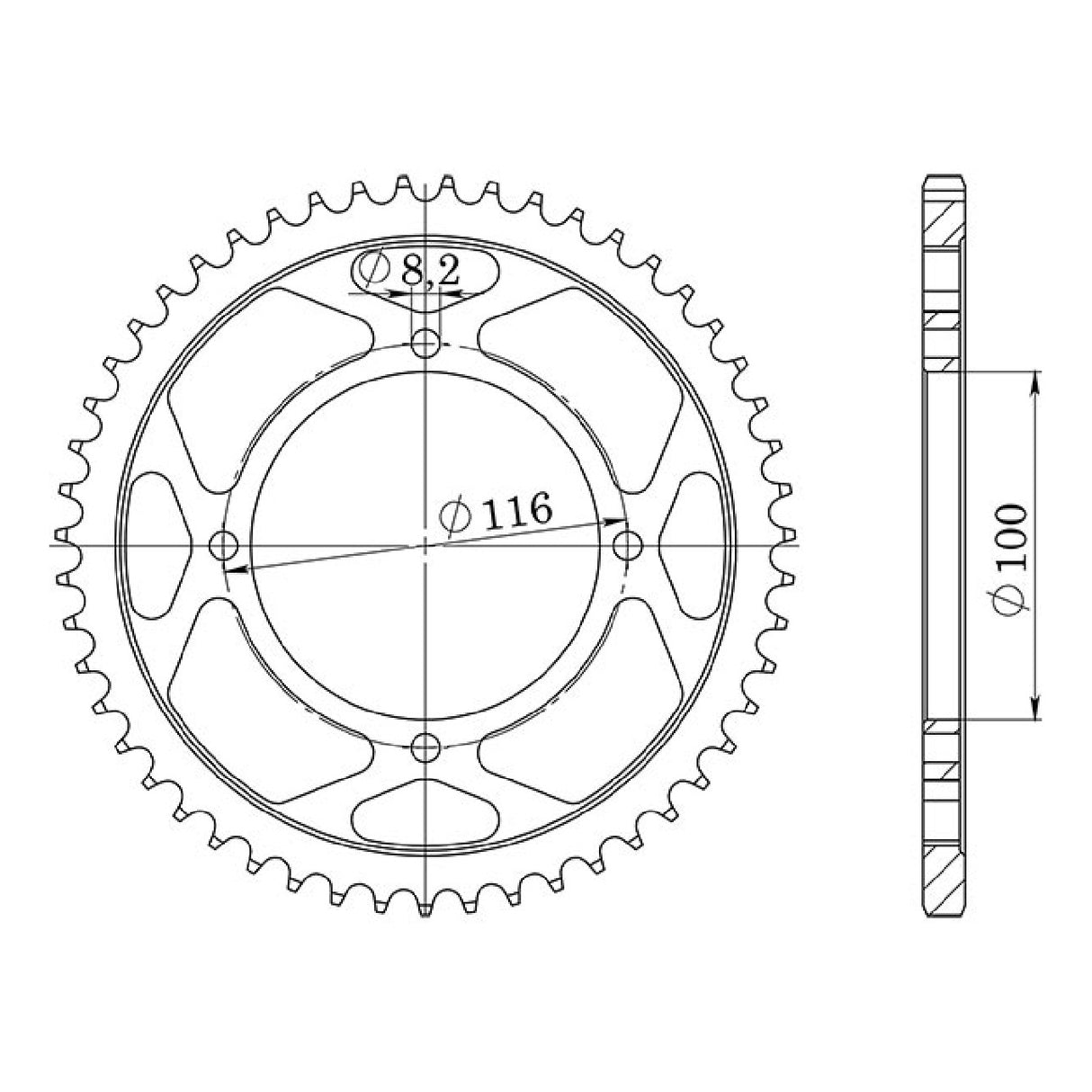 Corona in alluminio 49 denti passo 428 KAWASAKI KX 80 CC 83/85