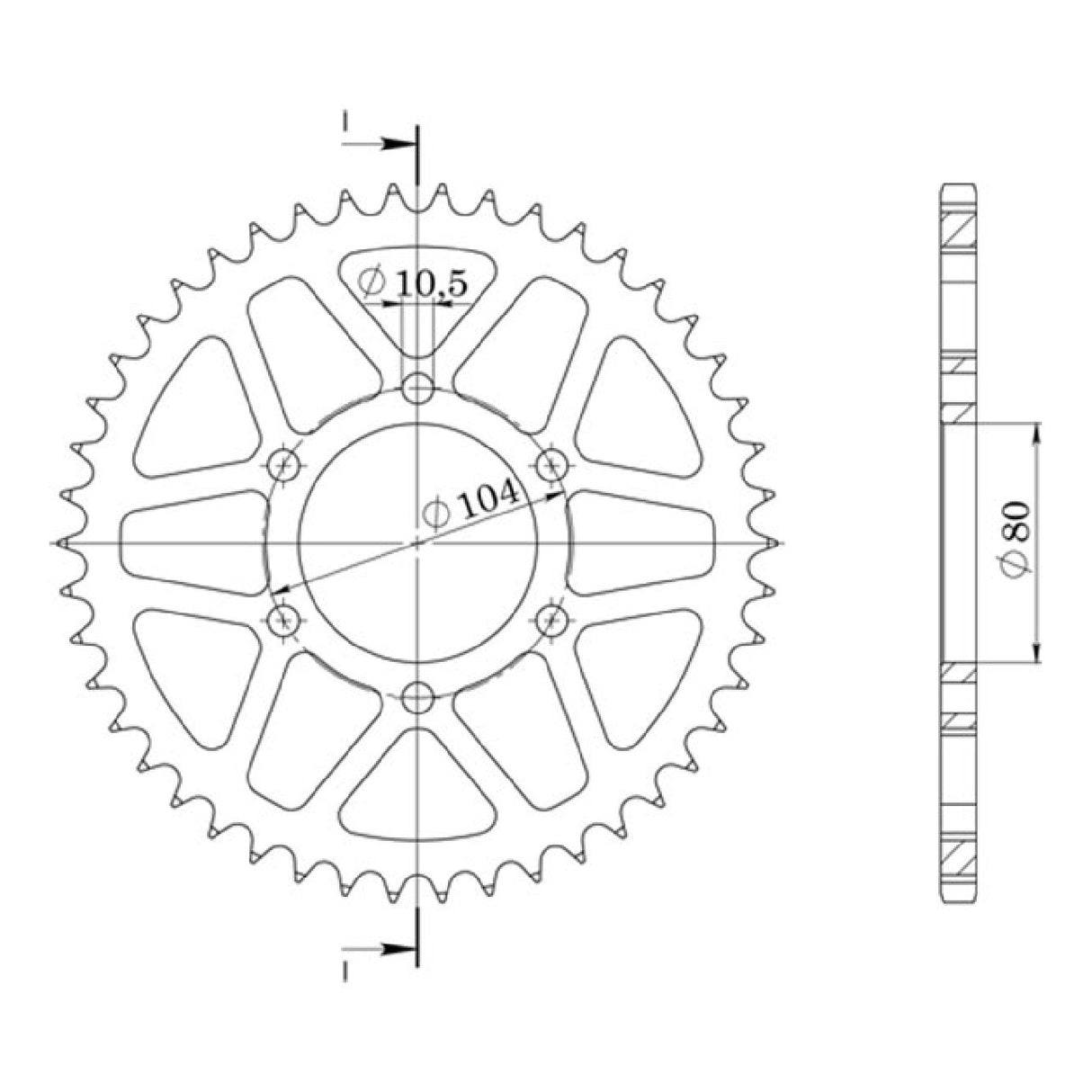 Aluminiumkrone, 45 Zähne, 520 KAWASAKI ZXR/ZX4R Ninja (ZX400J/L/M) 400 88/02