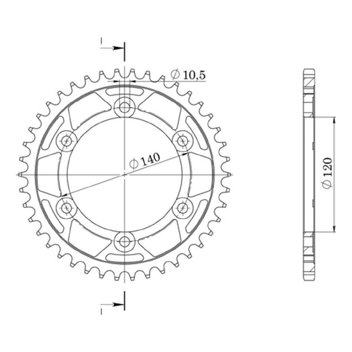 Corona in alluminio 46 denti passo 520 SUZUKI GSX R (V/W/Y) 600 CC 98/00