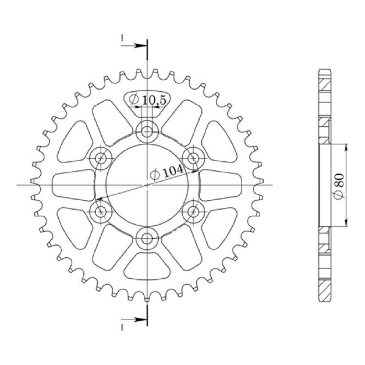 Corona de aluminio 42 dientes 525 KAWASAKI ZX6R Ninja 600 CC 98/01