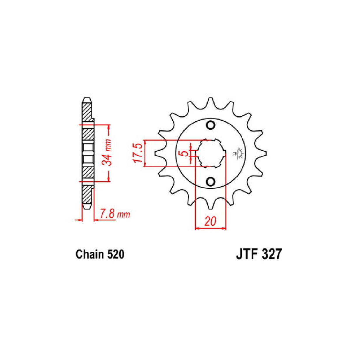 13-zahniges Stahlkettenrad, Teilung 520 542030713