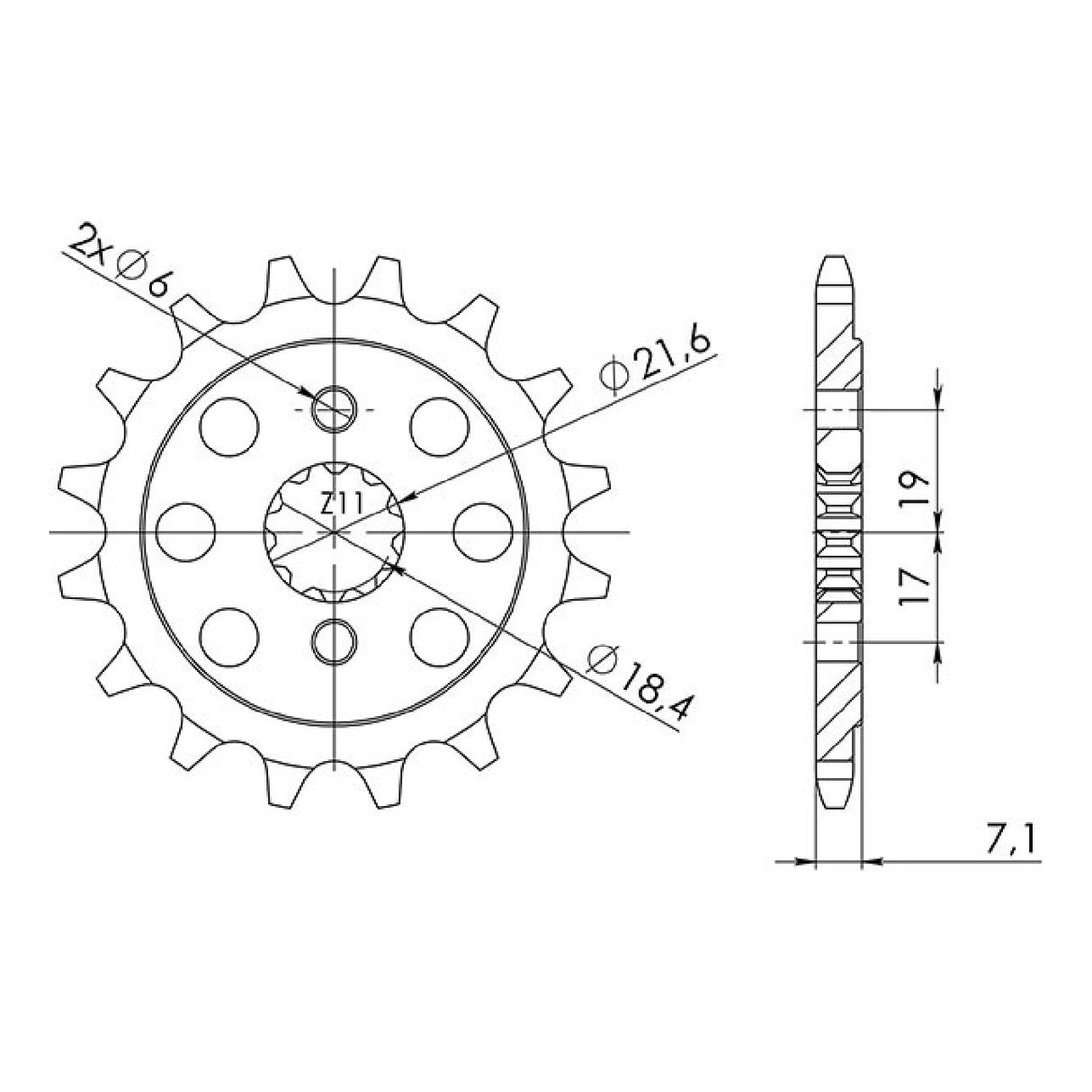 Pignone in acciaio 14 denti passo 520 HONDA CBR R (MC41B) 250 CC 11/14