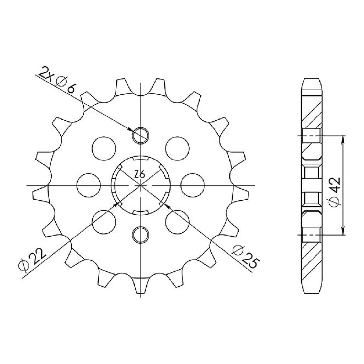 Pignone in acciaio 16 denti passo 530 HONDA CB G / CB G5 250 CC 74