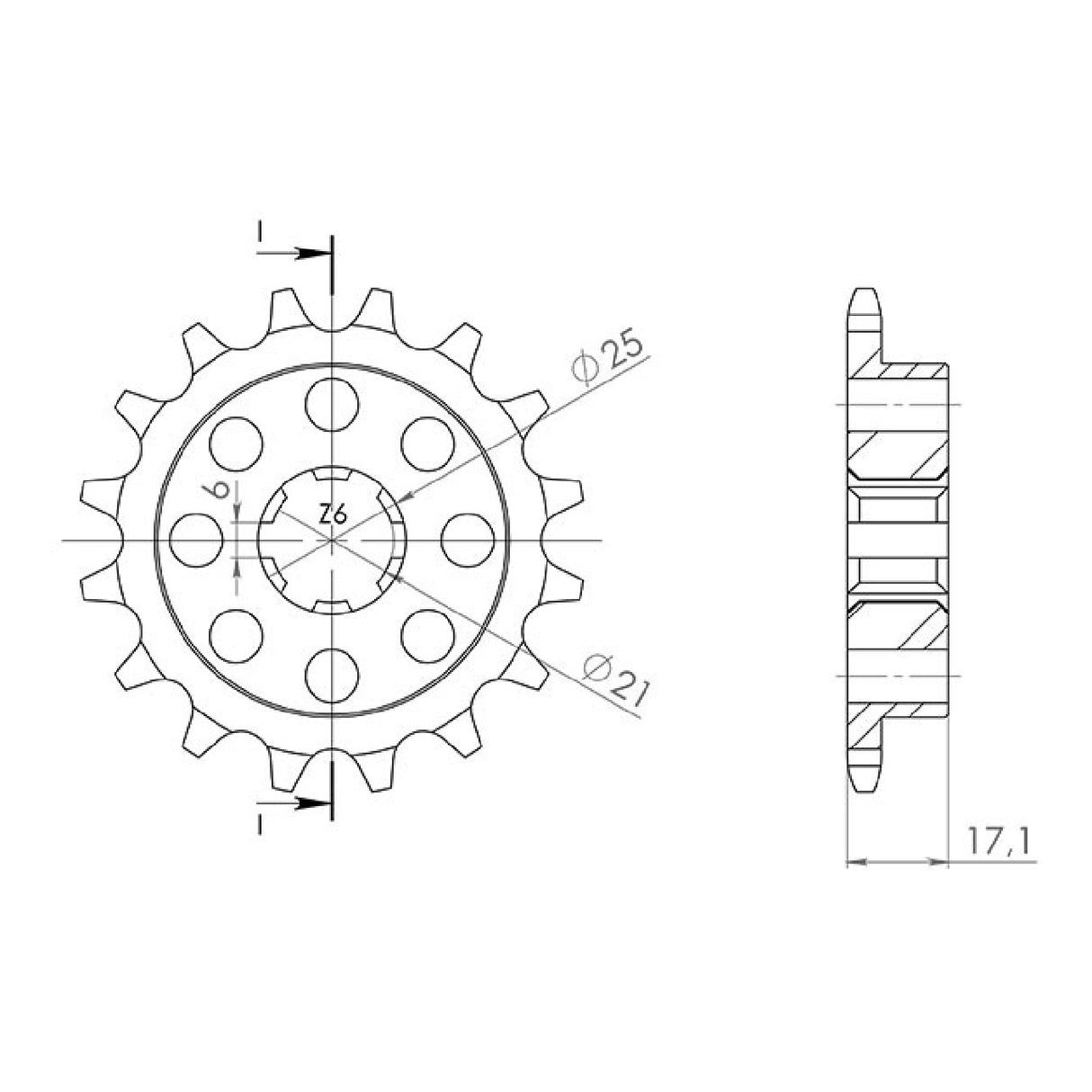 Pignone in acciaio 15 denti passo 530 HONDA VF F (NC13) 400 CC 83/86