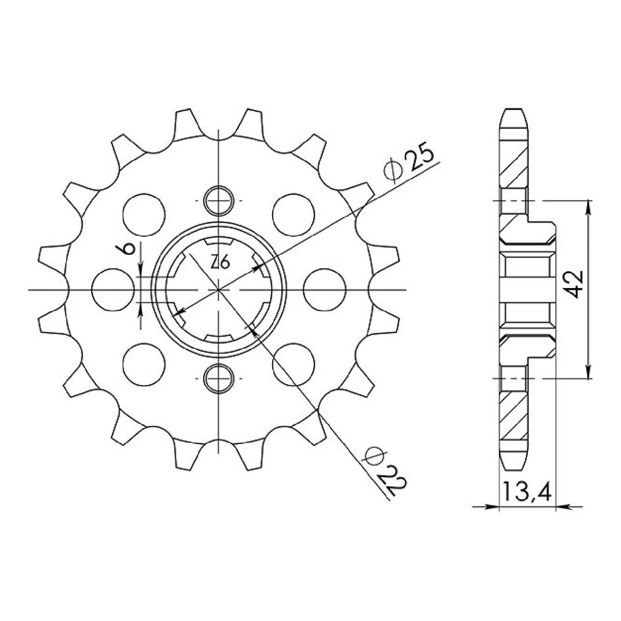 Pignone in acciaio 15 denti passo 525 HONDA CB S (G/J) (NC22) 350 CC 86/90