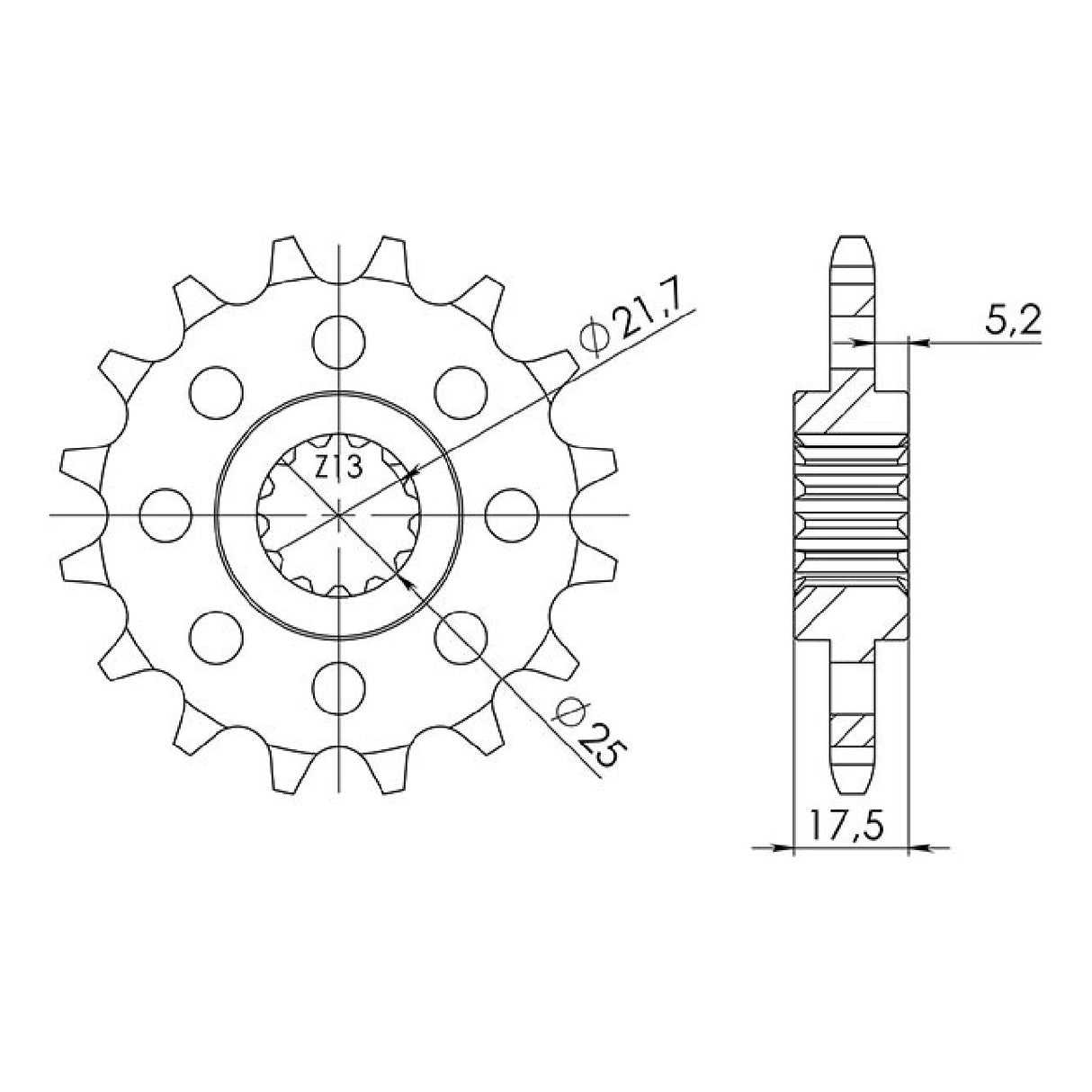 Stahlkettenrad, 15 Zähne, Teilung 525, HONDA CB F CB1 (NC27) 400 cm³ 89/90