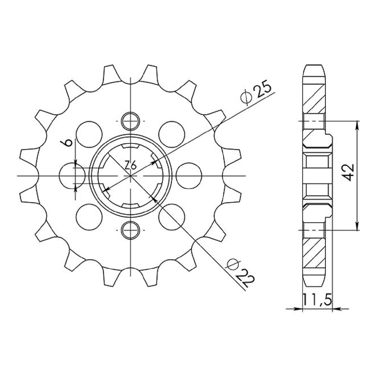 Pignone in acciaio 15 denti passo 530 HONDA FT Ascot (PC07) 500 CC 82/84
