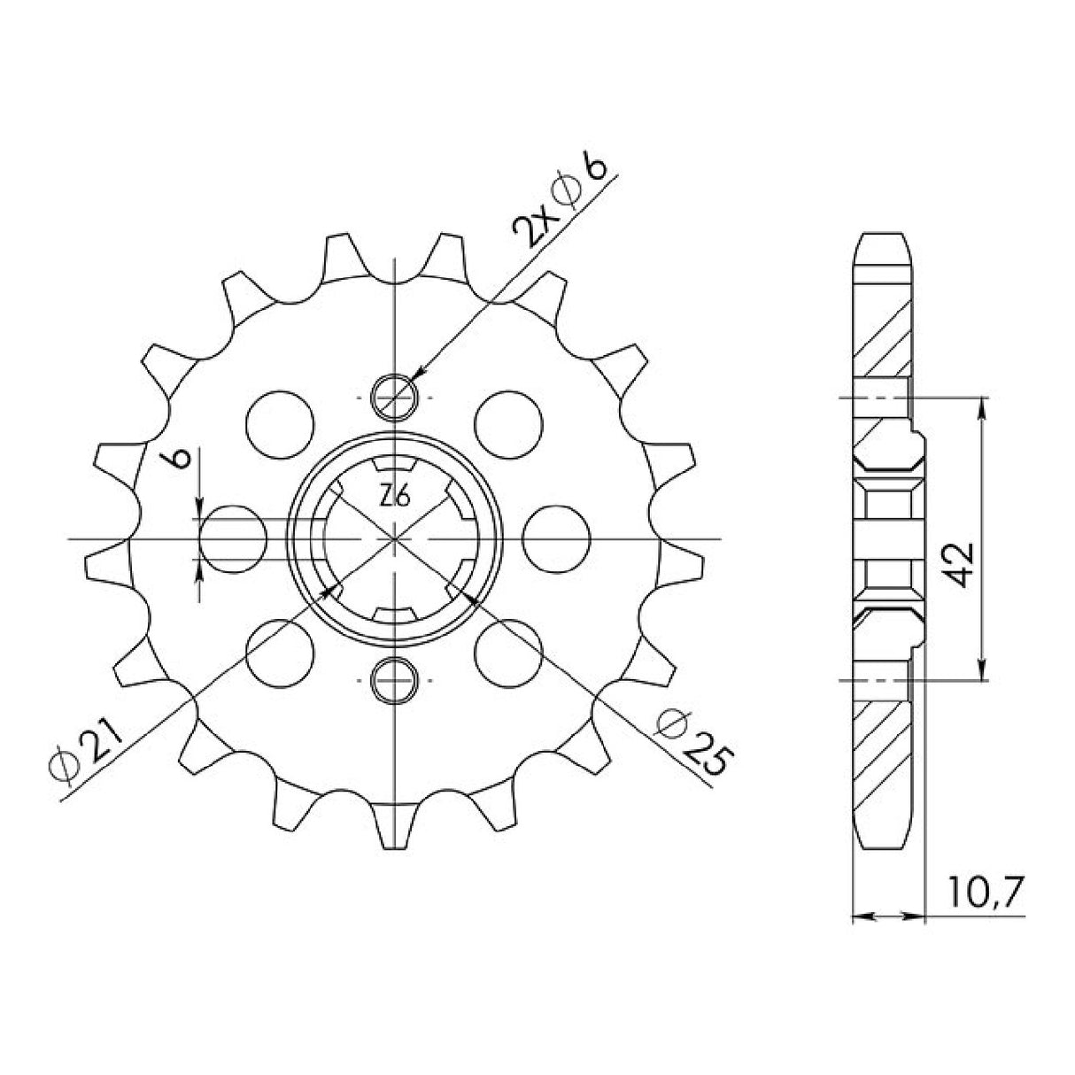 Pignone in acciaio 16 denti passo 530 HONDA CBX F/F2 (PC04) 550 CC 86/87