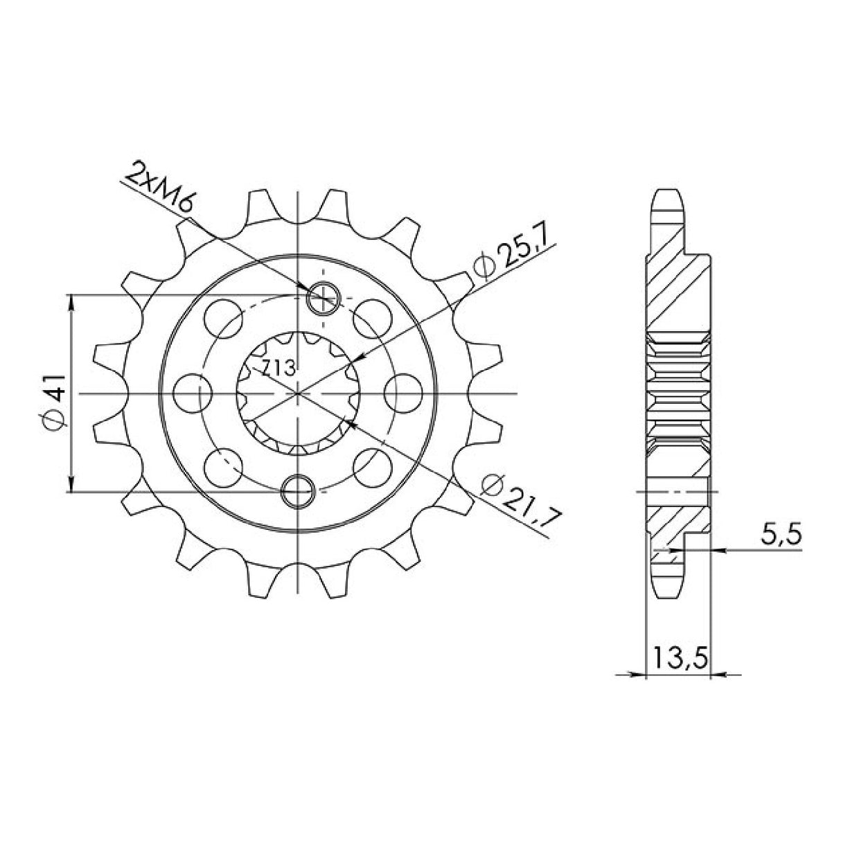 Pignone in acciaio 15 denti 525 HONDA XL V Transalp (PD06/PD10) 600 CC 89/99