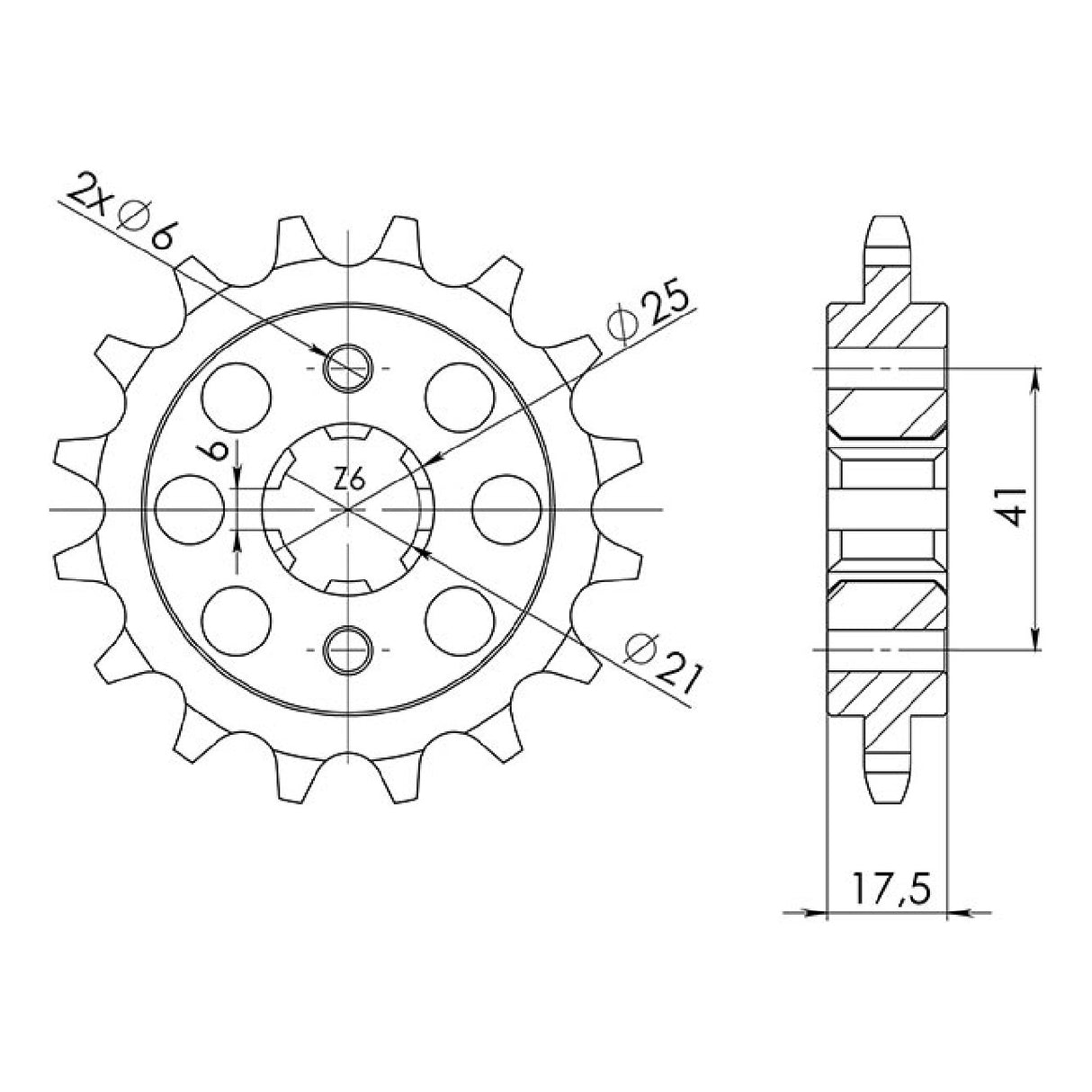 Pignone in acciaio 14 denti passo 525 HONDA XBR S (27CV) 500 CC 87/91