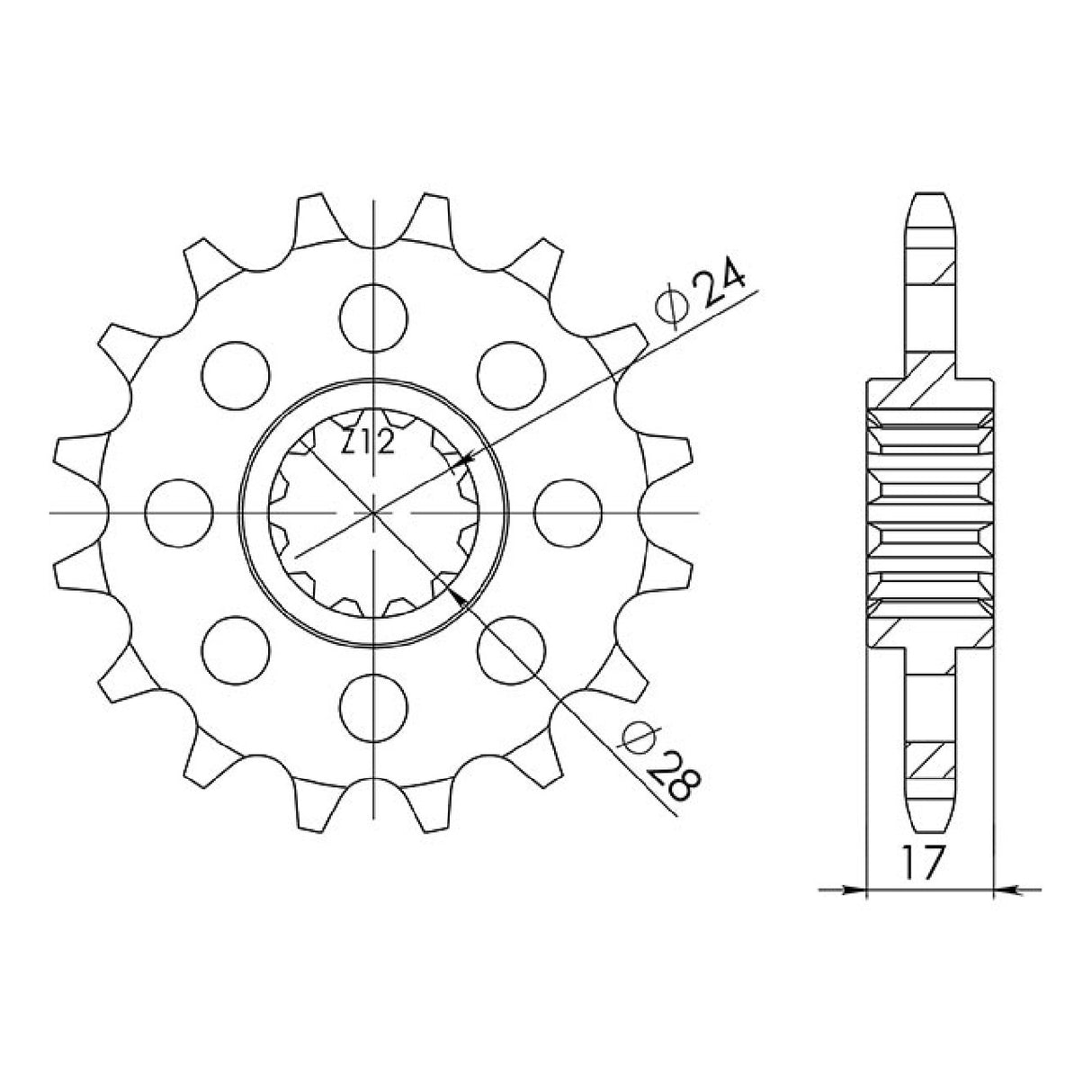 Pignone in acciaio 15 denti passo 525 HONDA CB F Hornet (PC34) 600 CC 98/02