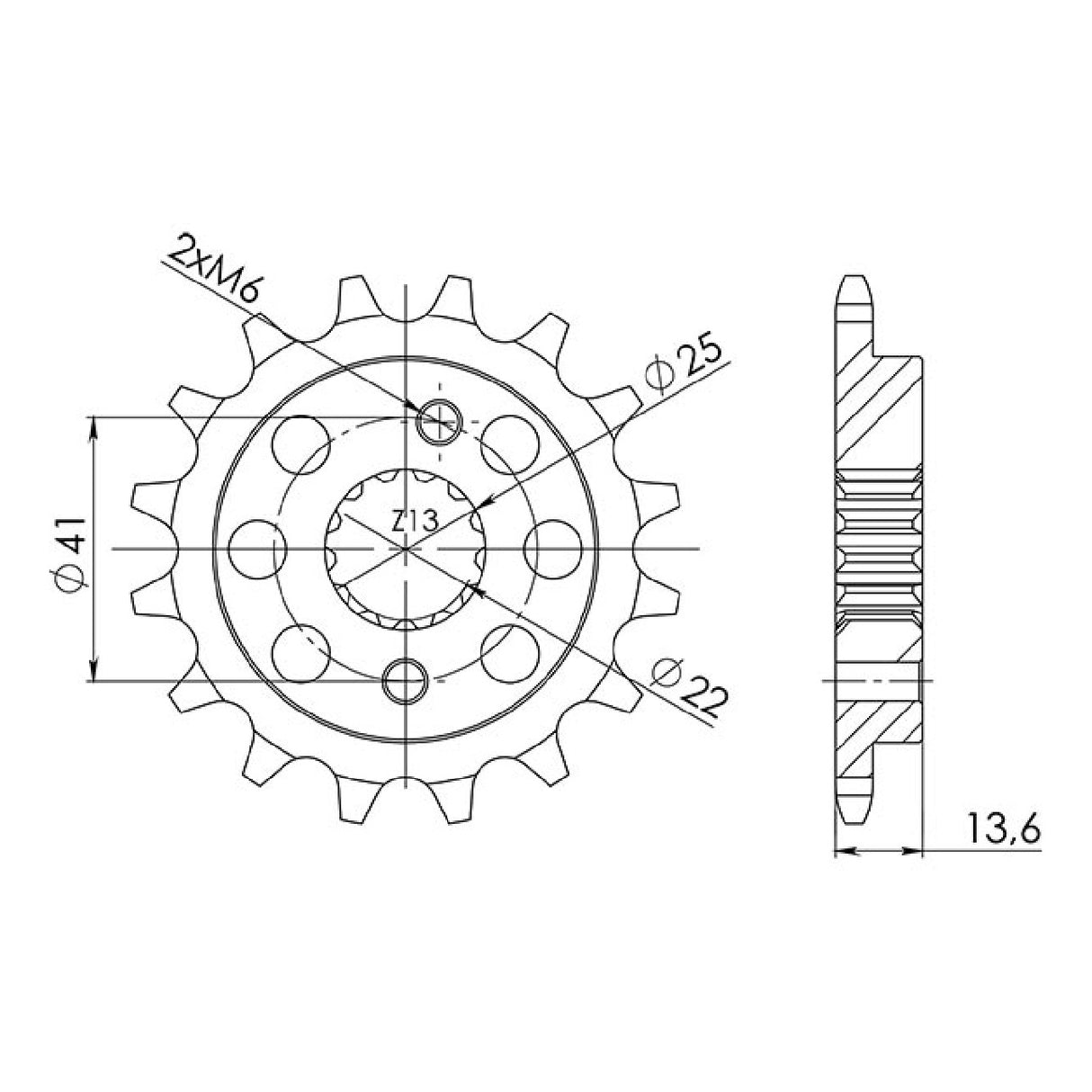 Pignone in acciaio 14 denti passo 520 HONDA XR R (RE01) 650 CC 00/07