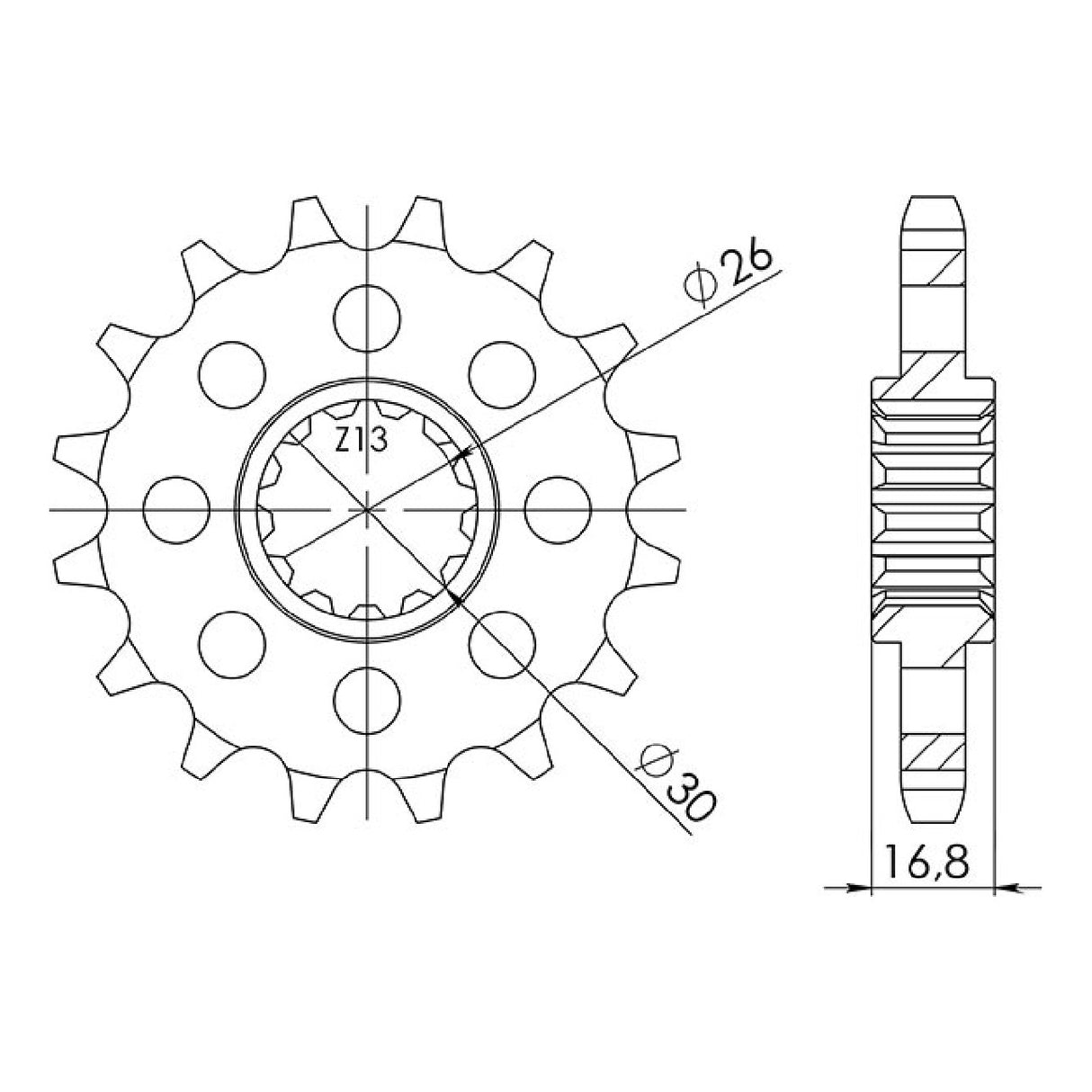 Pignone in acciaio 16 denti 530 HONDA VF C Shadow/Magna CD C2/(RC43) 750 93/95