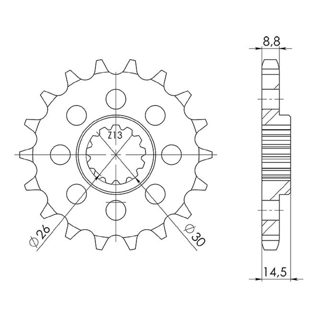 Pignone in acciaio 18 denti passo 530 HONDA CBX (6 cil.) (SC03) 1000 CC 80