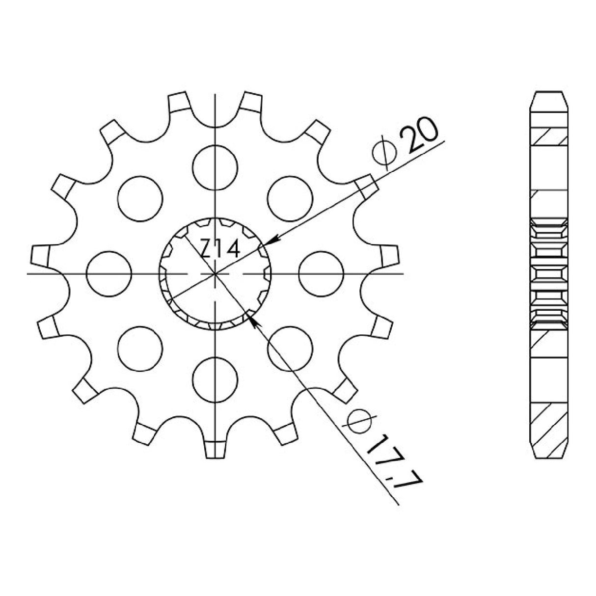 Stahlkettenrad, 15 Zähne, Teilung 428 542120215