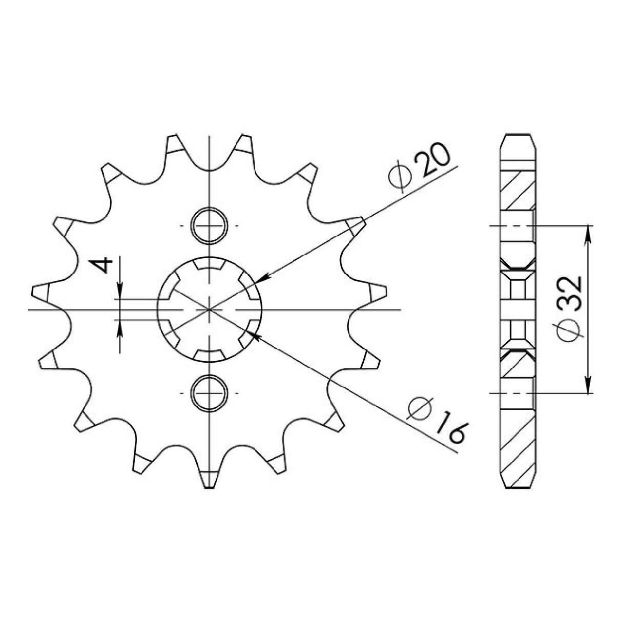 Pignone in acciaio 14 denti passo 428 BETAMOTOR RR 4T LC 125 CC 10/17