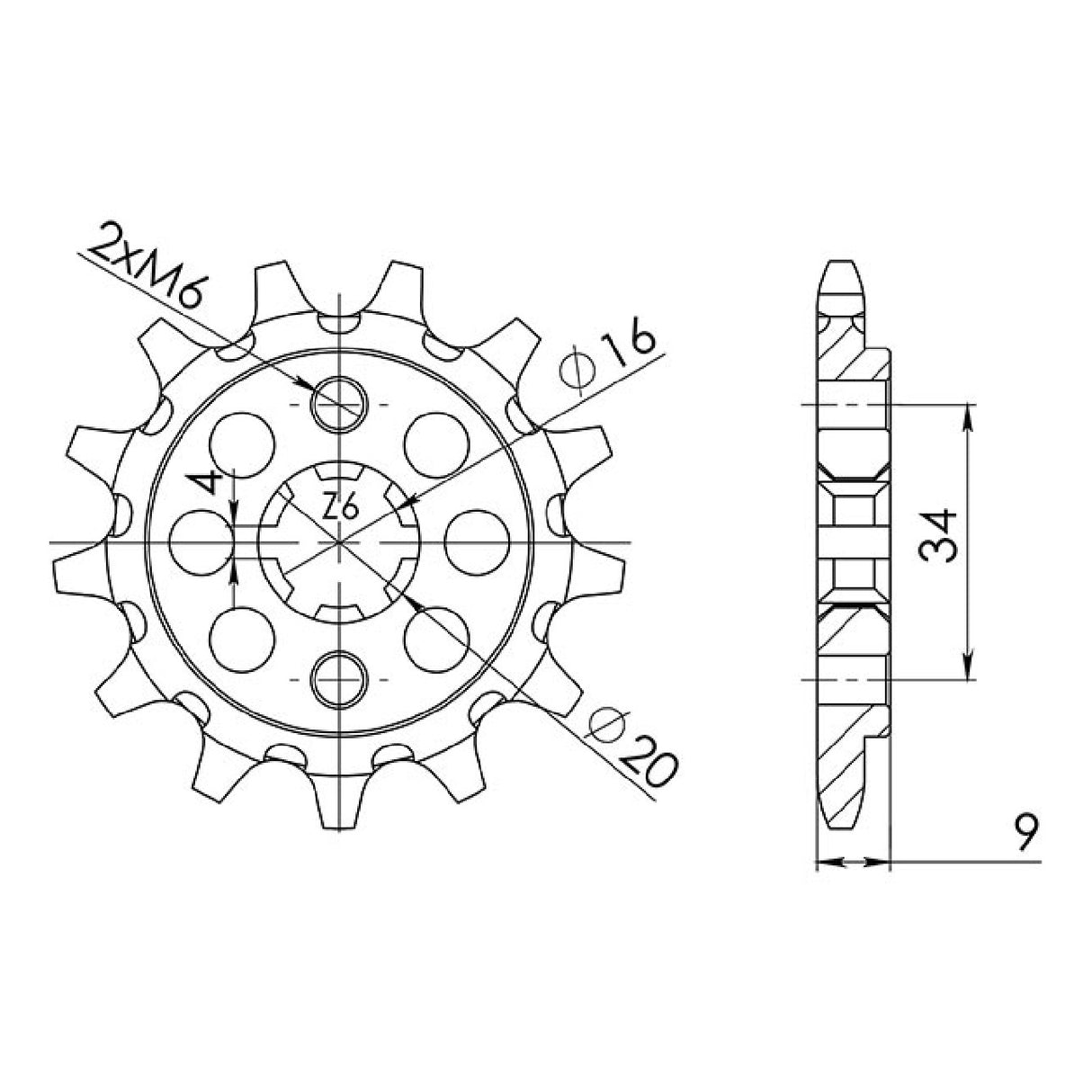 Stahlkettenrad, 14 Zähne, Teilung 520, HYOSUNG GT Comet FI/EI 250 cm³ 10