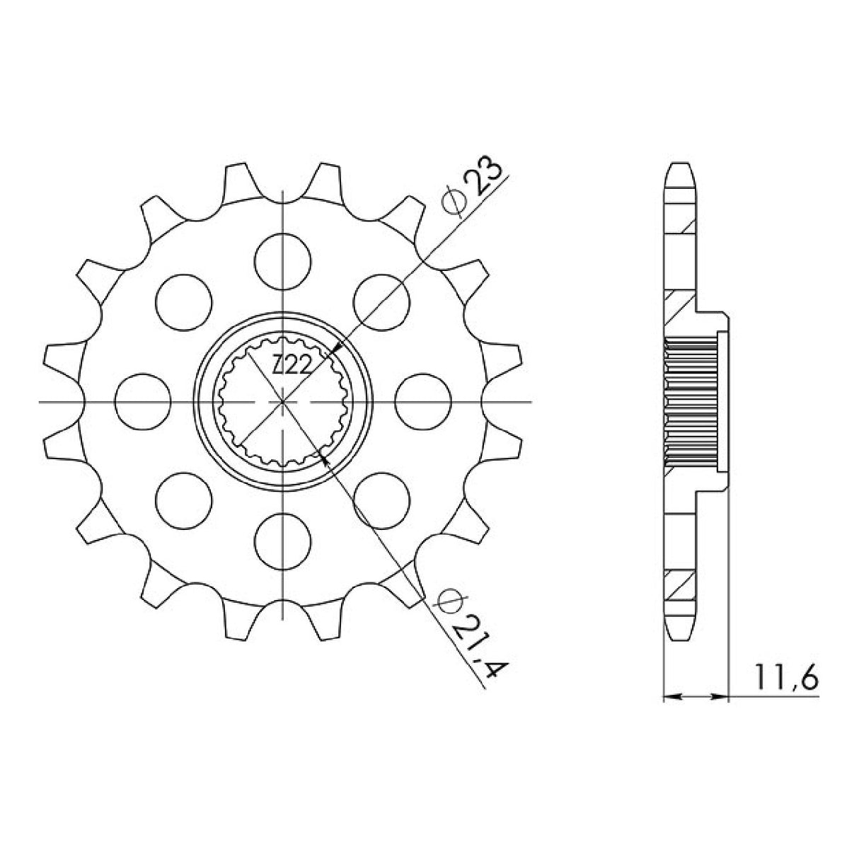 14-zahniges Stahlkettenrad, Teilung 520 542130714