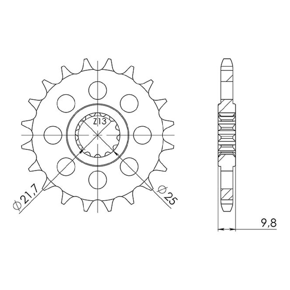 Stahlkettenrad, 20 Zähne, Teilung 428 542140020