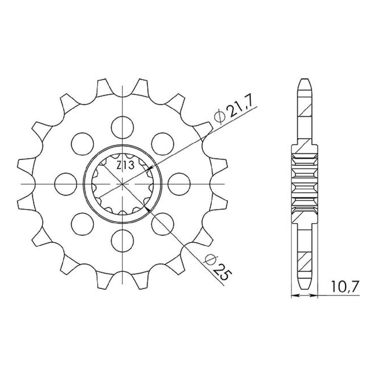 16-zahniges Stahlkettenrad, Teilung 520 542150816