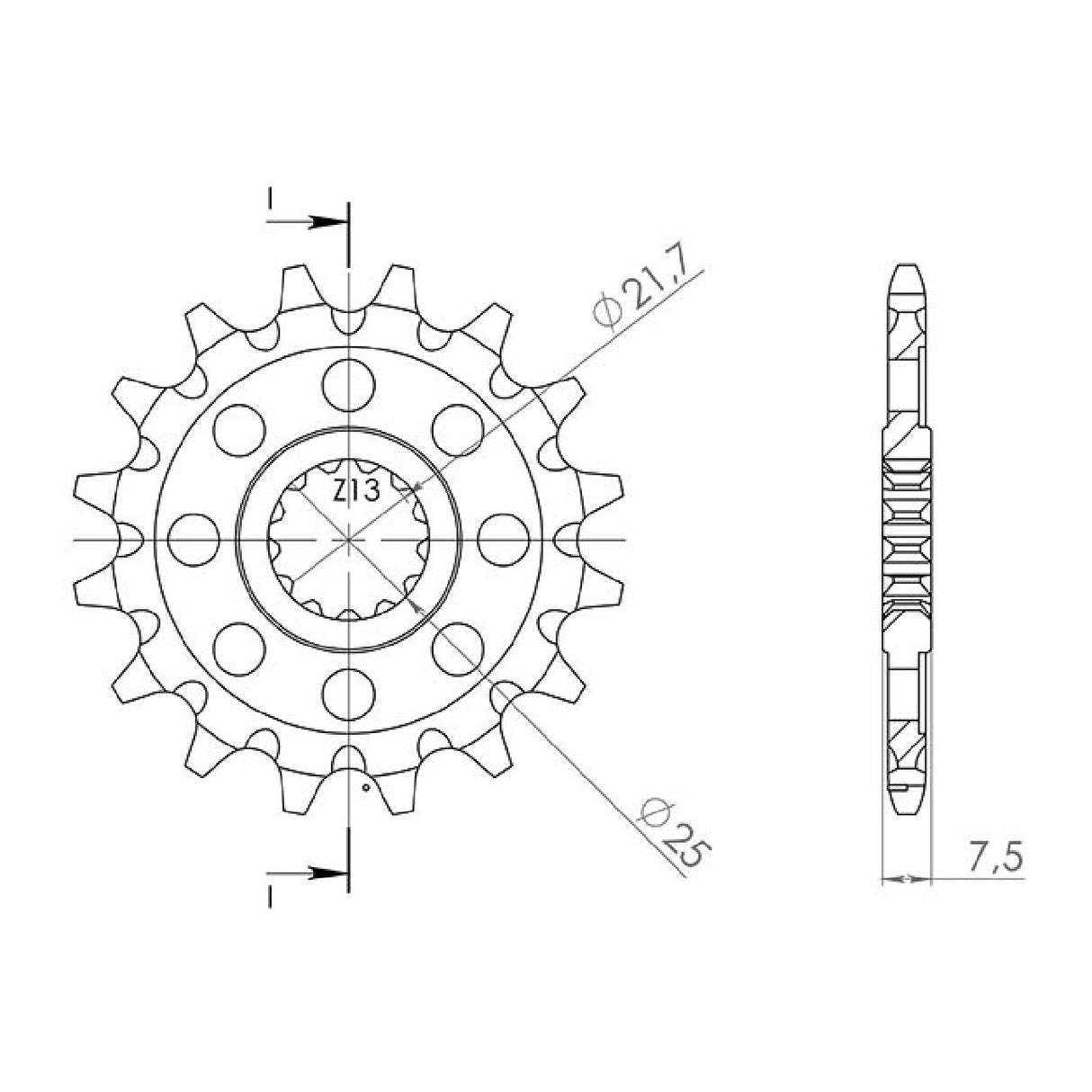 Pignone in acciaio 16 denti passo 520 KAWASAKI ZX6R Ninja 600 CC 07/16