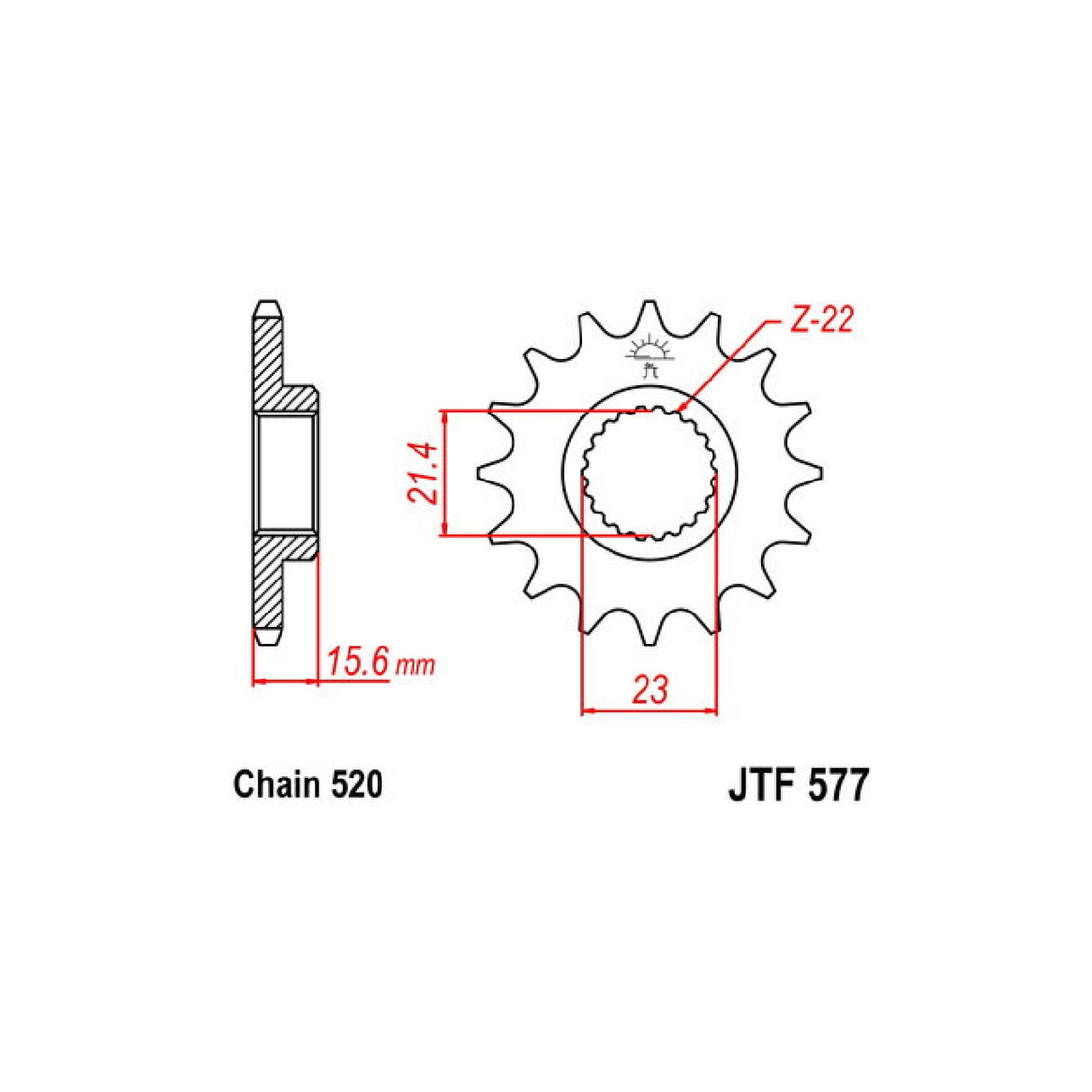 16-zahniges Stahlkettenrad, Teilung 520 542160416