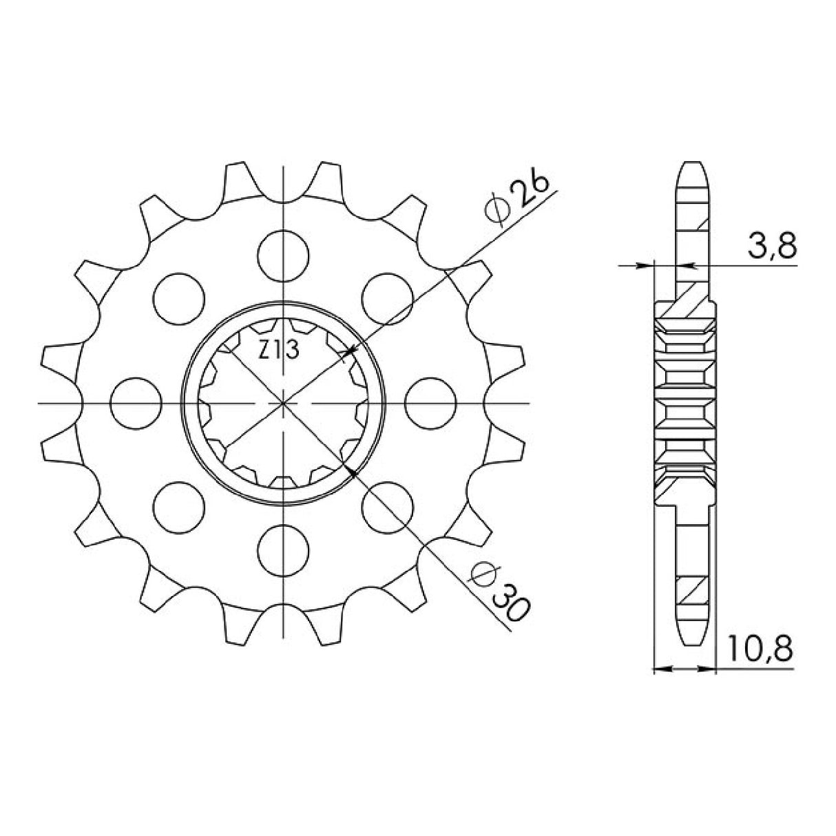 15-zahniges Stahlkettenrad, Teilung 520 542180415
