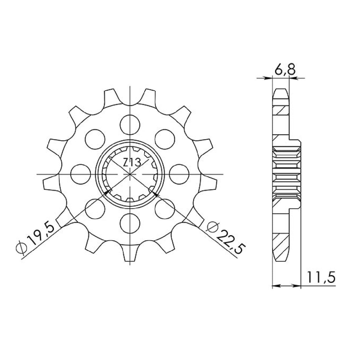 Piñón de acero paso 16 dientes 428 BETAMOTOR Alp 4T 125 CC 01/03