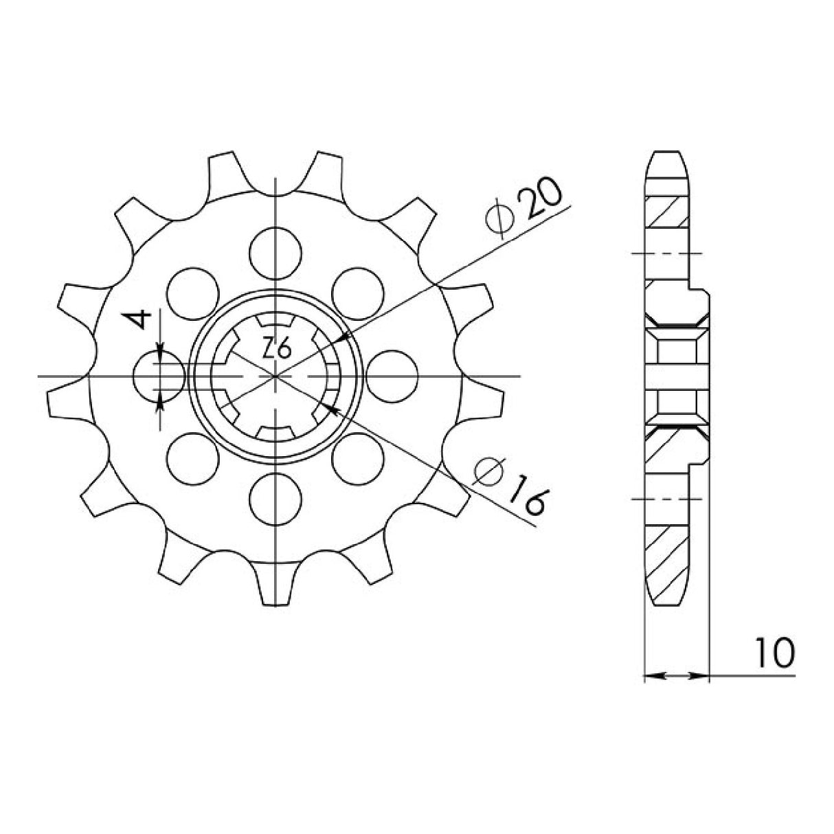 Steel sprocket 14 teeth pitch 428 HYOSUNG GF 125 CC 99/03