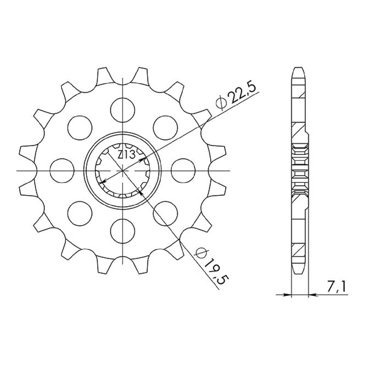 Pignone in acciaio 14 denti passo 520 SUZUKI DR S (SJ41A) 250 CC 82/87