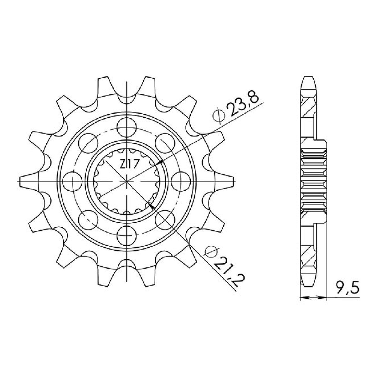 Stahlkettenrad, 14 Zähne, Teilung 520, SUZUKI RMX 4T 450 cm³, 11/12