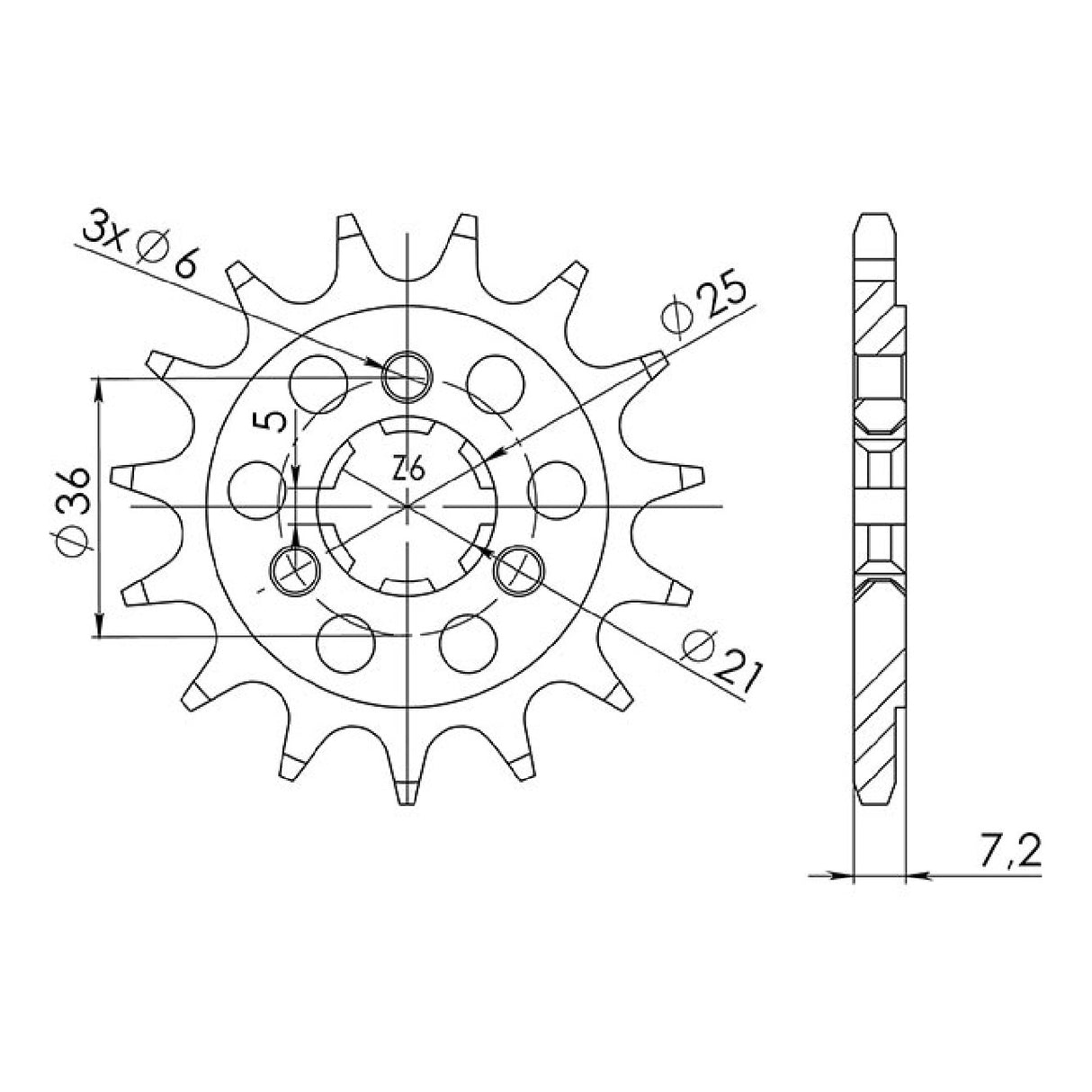 Stahlkettenrad 16 Zähne 520 SUZUKI DR R Djebel/Dakar - DR S 600 cm³ 86/90