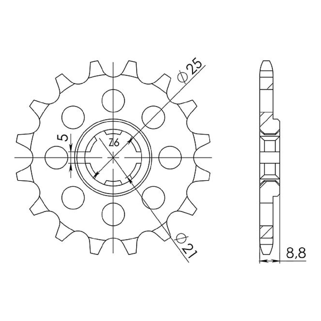 Pignone in acciaio 15 denti passo 520 HUSQVARNA CR 2T 360 CC 92/94