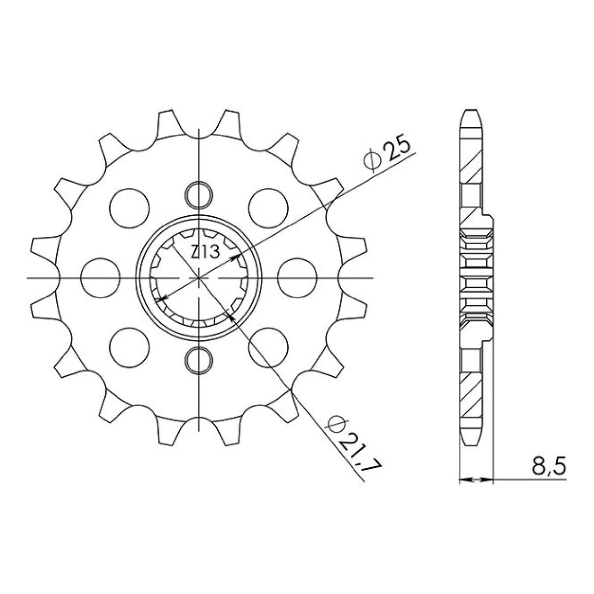 Stahlritzel 15 Zähne 520 KAWASAKI KLR (KL250D2&gt;D22) 250 cm³ 85/05