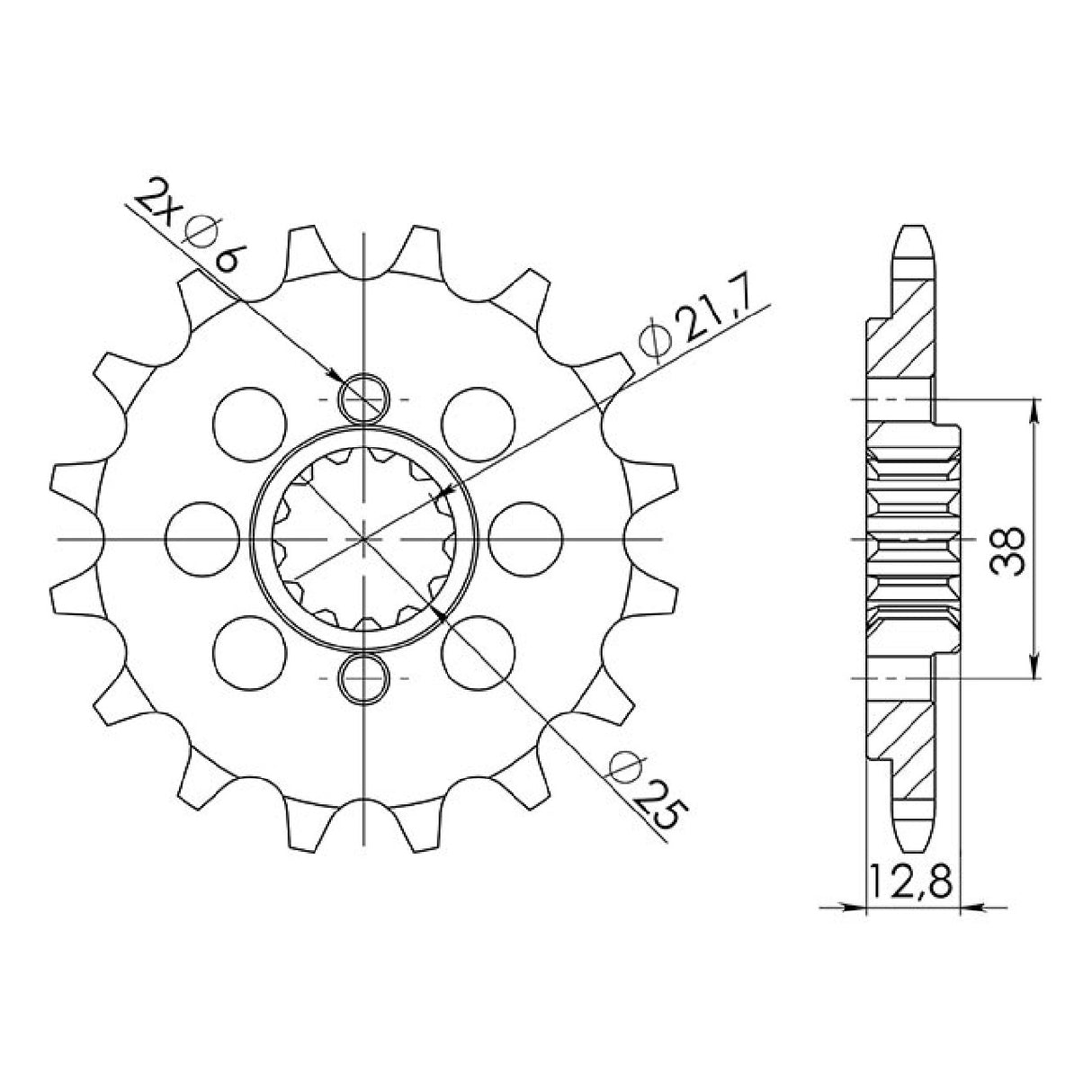 Stahlkettenrad, 14 Zähne, Teilung 520, KAWASAKI KLX R (KLX650D) 650 cm³ 93/00