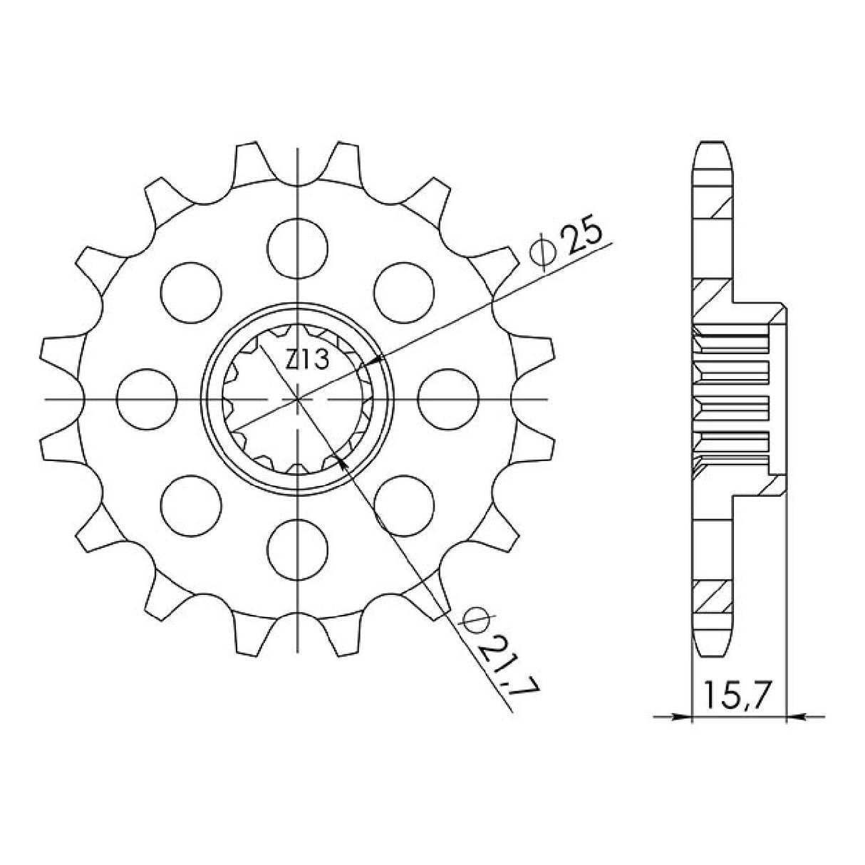 Pignone in acciaio 15 denti 525 KAWASAKI ZX6R Ninja 600 CC 98/01